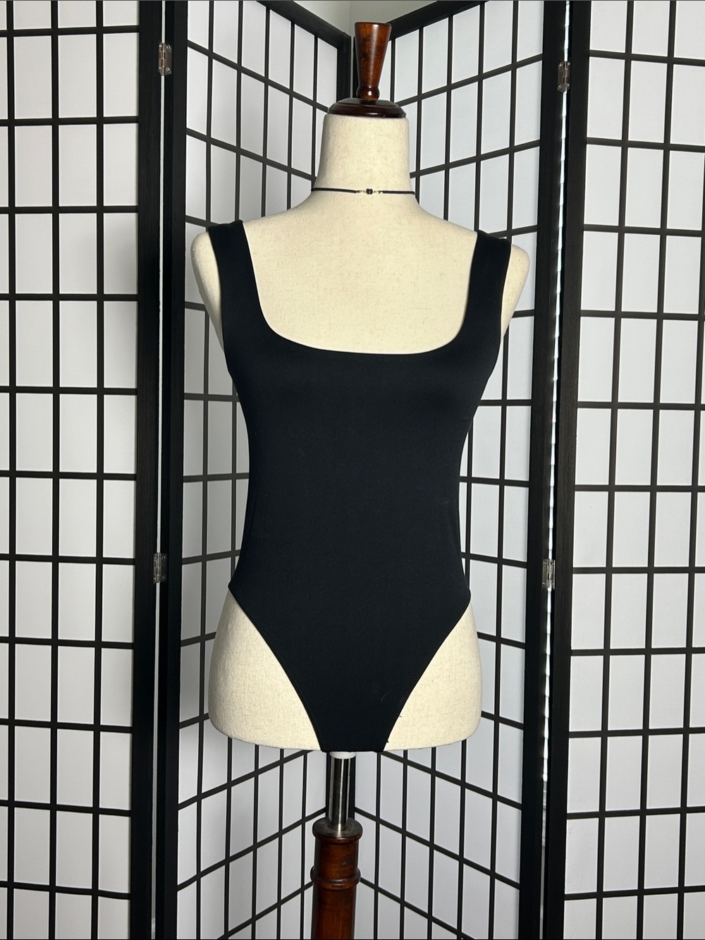 a new day Black Square Neck Tank Bodysuit